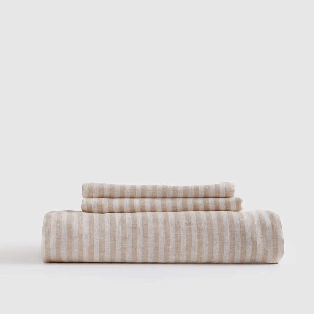 KING Sheet Set European Linen Fitted Sheet and Pillow Cases QUINCE